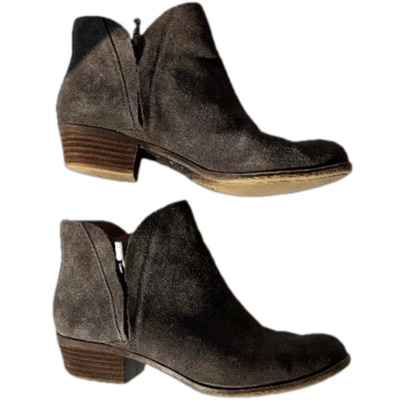 Lucky Brand grey suede ankle boots zipper sz 9.5 - Picture 4 of 9